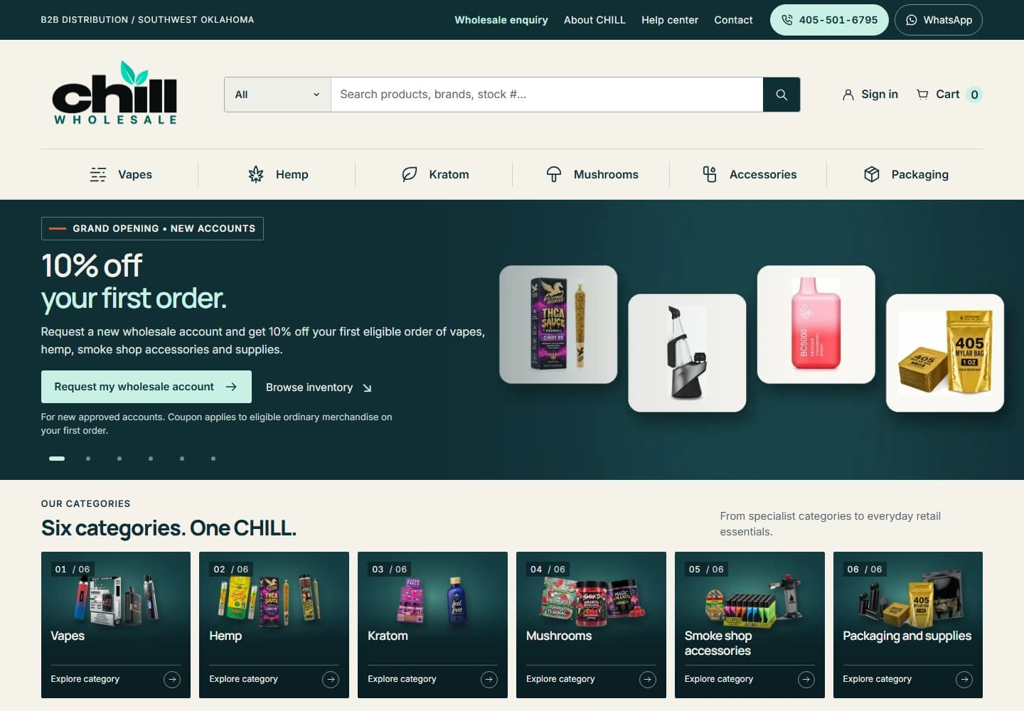 Chill Wholesale: homepage captured on desktop